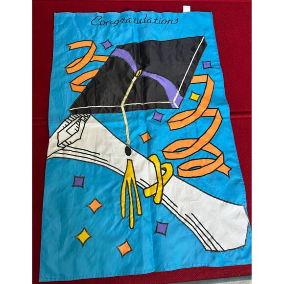 Graduation Banner With Cap & Diploma Design 32" x 25" - Picture 1 of 5